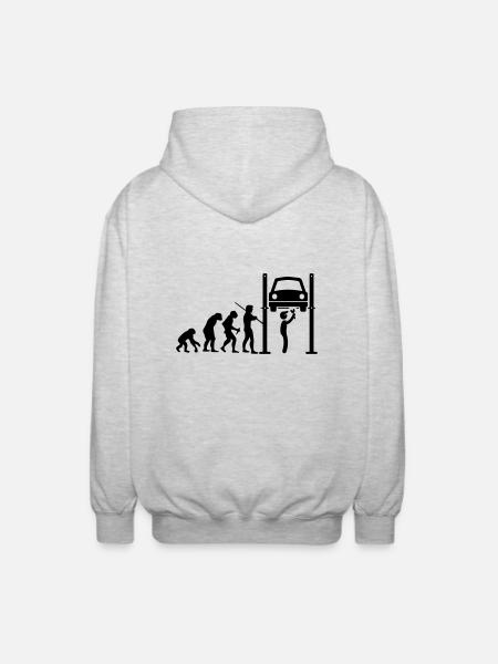 Mechaniker Evolution - Unisex Kapuzenjacke - Hellgrau meliert