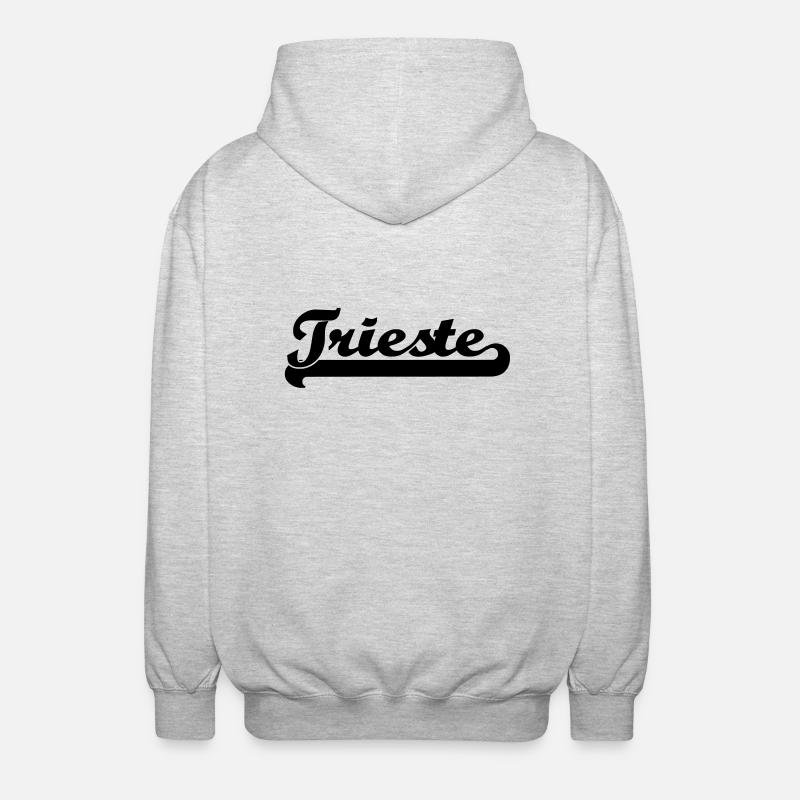 trieste writing - Unisex Hooded Jacket - light heather grey