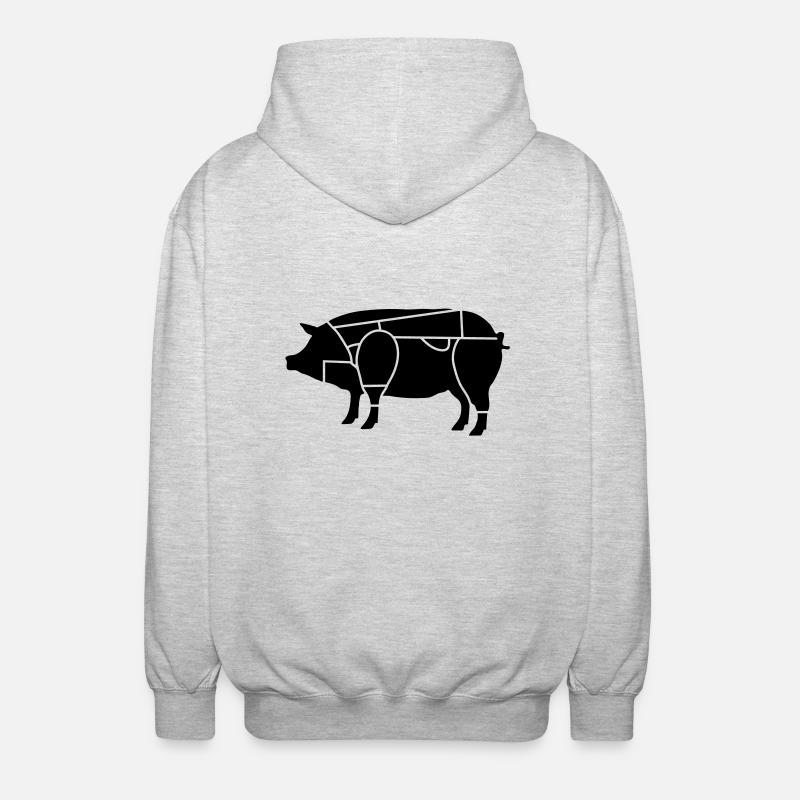 Schweinemetzger_b1 - Unisex Kapuzenjacke - Hellgrau meliert