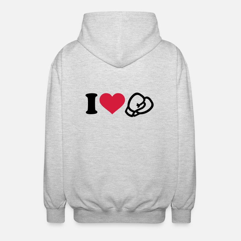 I love Boxe - Veste à capuche unisexe - gris clair chiné