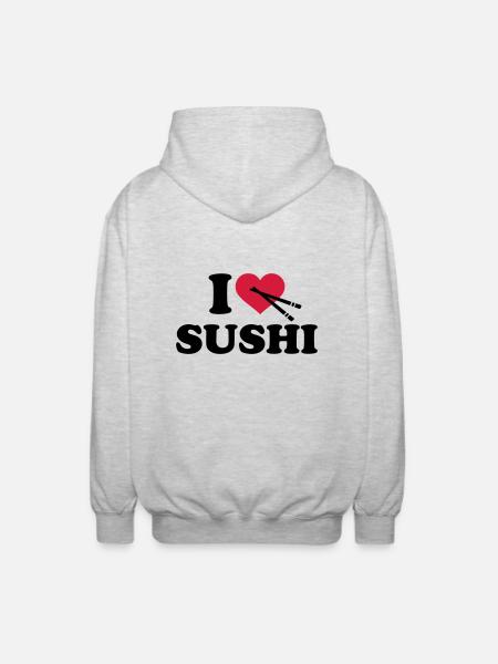 I love Sushi - Unisex Hooded Jacket - light heather grey