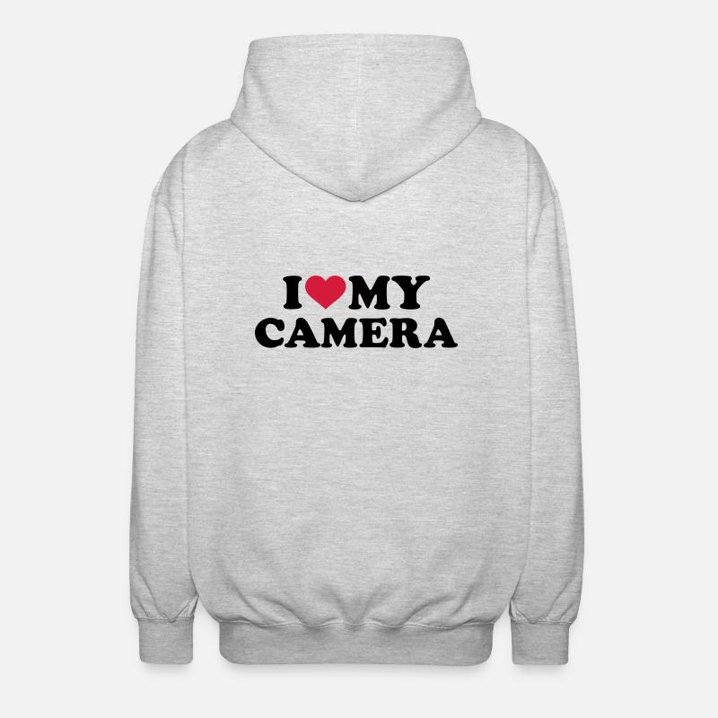 I love my Camera - Unisex Hooded Jacket - light heather grey