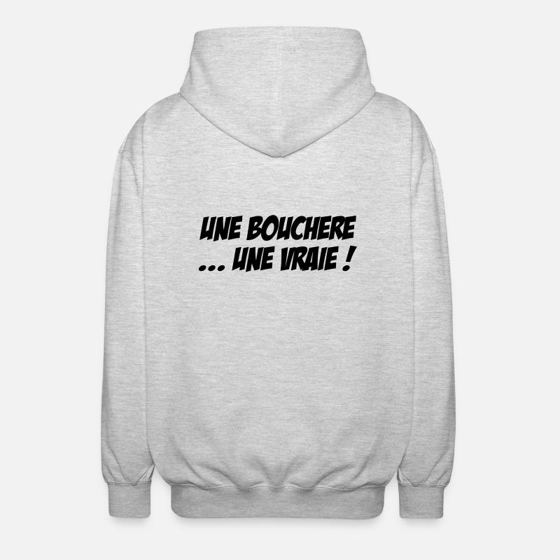 Une Bouchère... une vraie ! - Veste à capuche unisexe - gris clair chiné