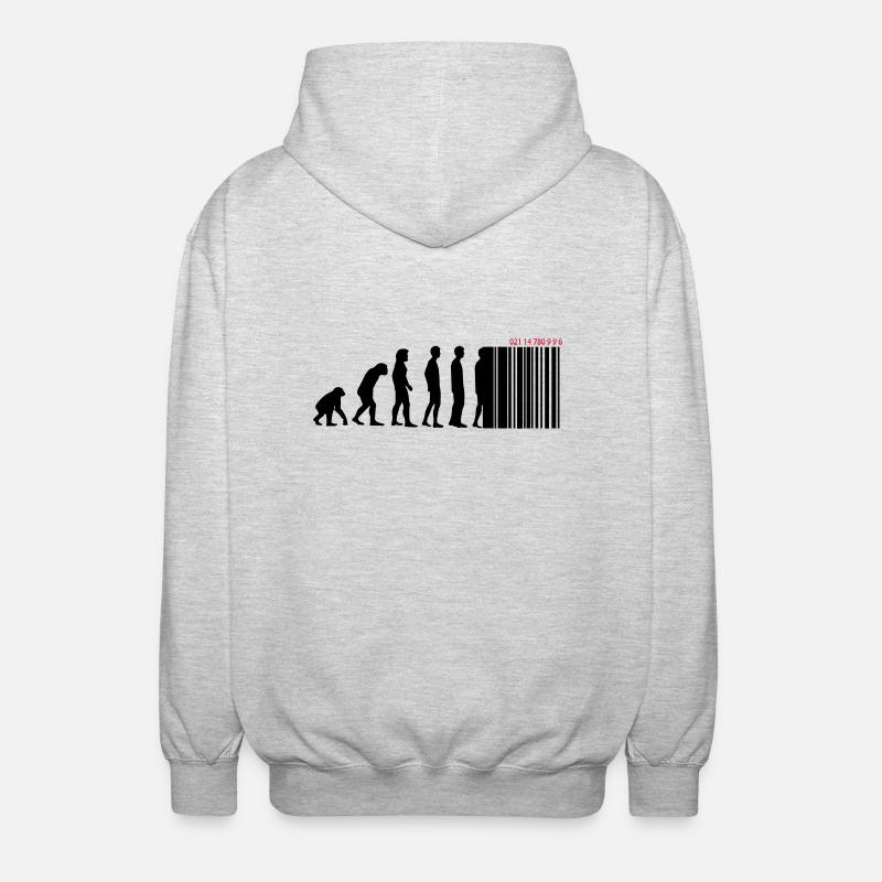 DARWIN - EVOLUTION SOCIETE - CODE BARRE - Veste à capuche unisexe - gris clair chiné