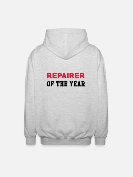 reparation / repair / repairer / DIY - Unisex hættejakke. - lysegrå meleret