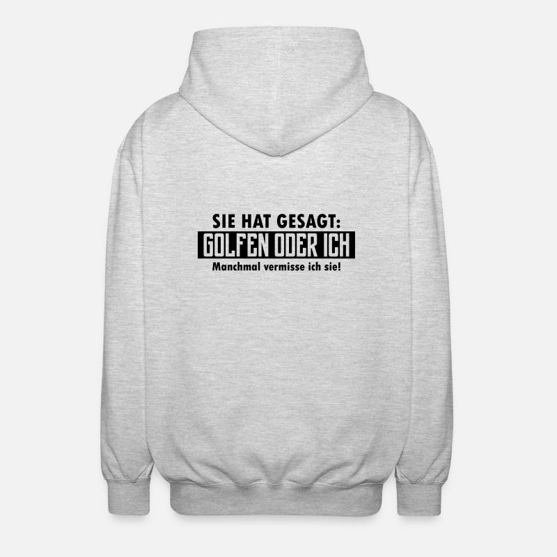 golfen oder ich - Unisex Kapuzenjacke - Hellgrau meliert