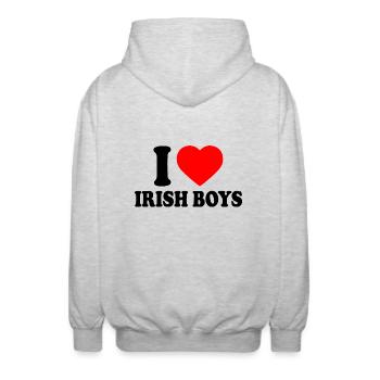 I love irish boys - Unisex Kapuzenjacke - Hellgrau meliert - Hinten - AI Model Male 185 light (185cm)