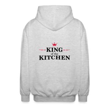 Tablier de cuisine pour homme - Veste à capuche unisexe - gris clair chiné - Dos - AI Model Male 185 light (185cm)