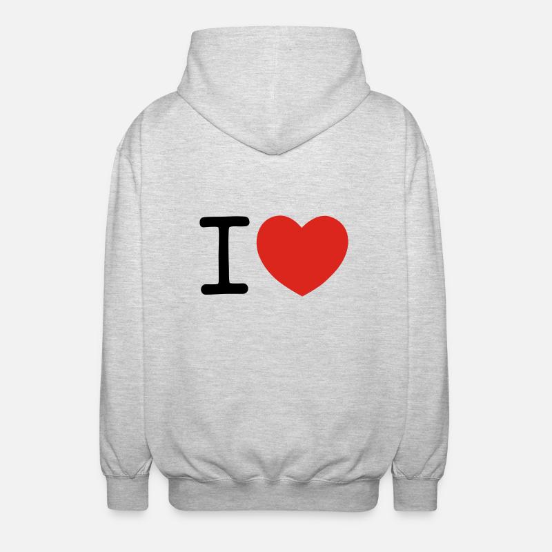 I heart ... - Unisex Kapuzenjacke - Hellgrau meliert