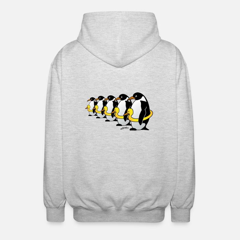 Pinguine mit Quietscheentchen - Unisex Kapuzenjacke - Hellgrau meliert