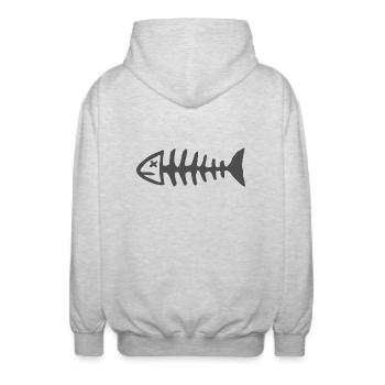 Fischskelett 1 - Unisex Kapuzenjacke - Hellgrau meliert - Hinten - AI Model Male 185 light (185cm)