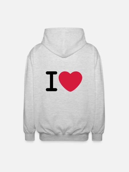 I love - Unisex Hooded Jacket - light heather grey