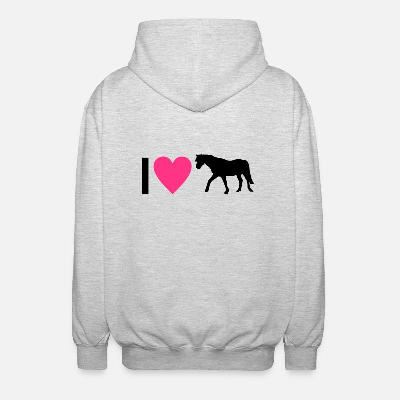 Pferd - Unisex Kapuzenjacke - Hellgrau meliert