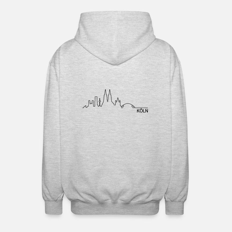 Skyline Köln Linie - Unisex Kapuzenjacke - Hellgrau meliert