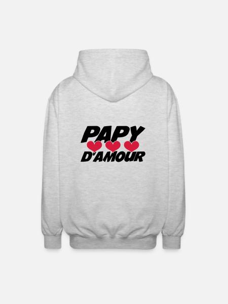 Papy d'amour ! - Veste à capuche unisexe - gris clair chiné