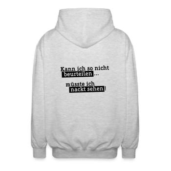 Müsste ich nackt sehen ... - Unisex Kapuzenjacke - Hellgrau meliert - Hinten - AI Model Male 185 light (185cm)