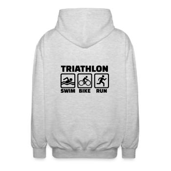 Triathlon - Unisex Kapuzenjacke - Hellgrau meliert - Hinten - AI Model Male 185 light (185cm)