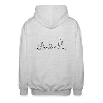visage rire heureux désert doux mignon petit cactu - Veste à capuche unisexe - gris clair chiné - Dos - AI Model Male 185 light (185cm)