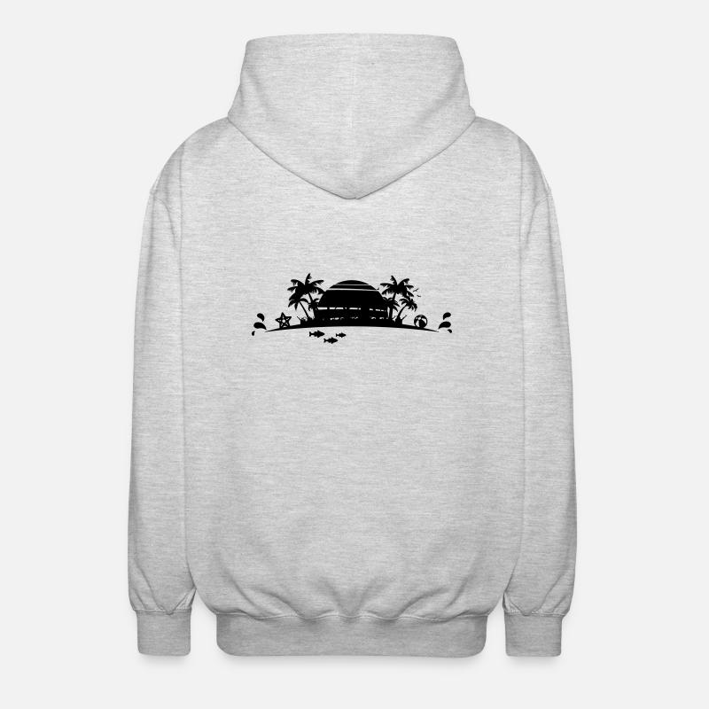 Sommer - Palmen Strand - Unisex Kapuzenjacke - Hellgrau meliert
