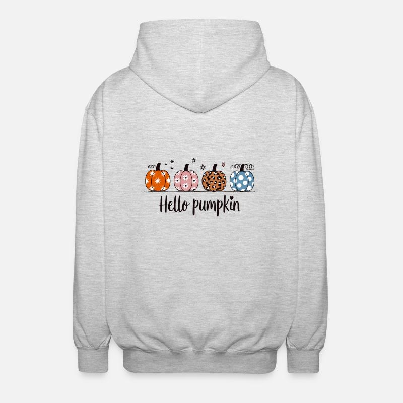 hello pumpkin - Unisex Kapuzenjacke - Hellgrau meliert