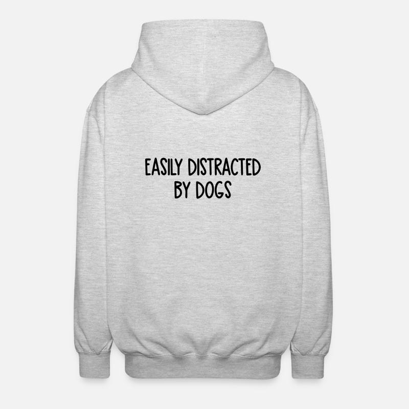 easily distracted by dogs - Unisex Hooded Jacket - light heather grey