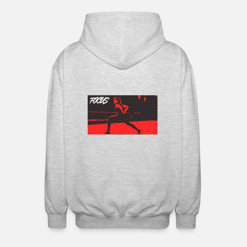 FOCUS_red - Unisex Kapuzenjacke - Hellgrau meliert