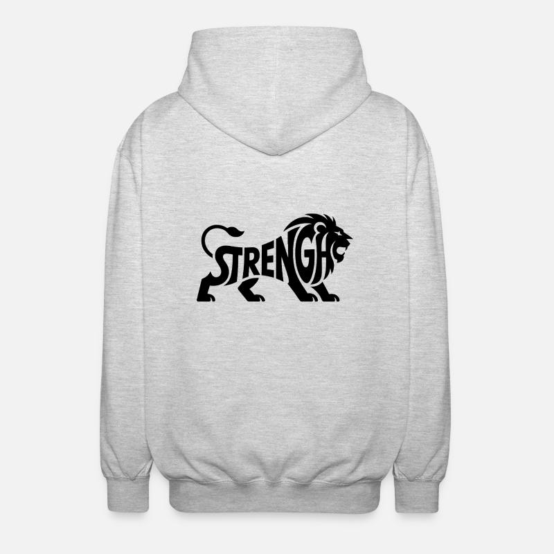 Strength - Logo du lion cool - Veste à capuche unisexe - gris clair chiné