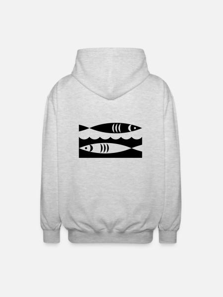 Fische - Unisex Kapuzenjacke - Hellgrau meliert