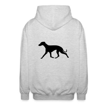 whippet2_cb - Unisex Kapuzenjacke - Hellgrau meliert - Hinten - AI Model Male 185 light (185cm)