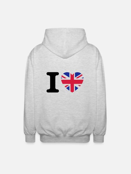 I love UK - Unisex Hooded Jacket - light heather grey
