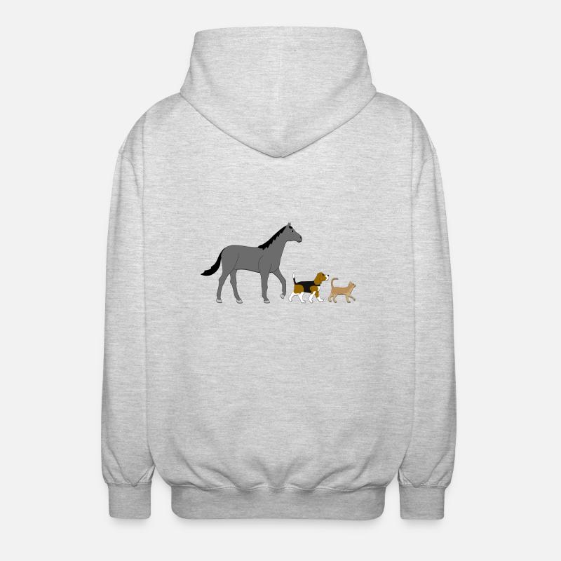 Cheval, chien, chat - Veste à capuche unisexe - gris clair chiné