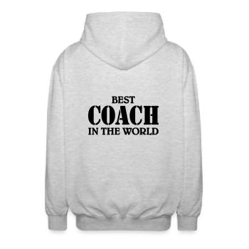 Best Coach in the World - Veste à capuche unisexe - gris clair chiné - Dos - AI Model Male 185 light (185cm)