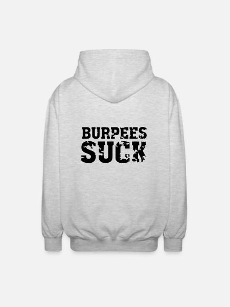 Burpees Suck - Unisex Kapuzenjacke - Hellgrau meliert
