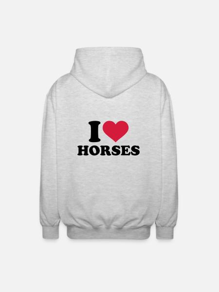 I love horses - Unisex Hooded Jacket - light heather grey