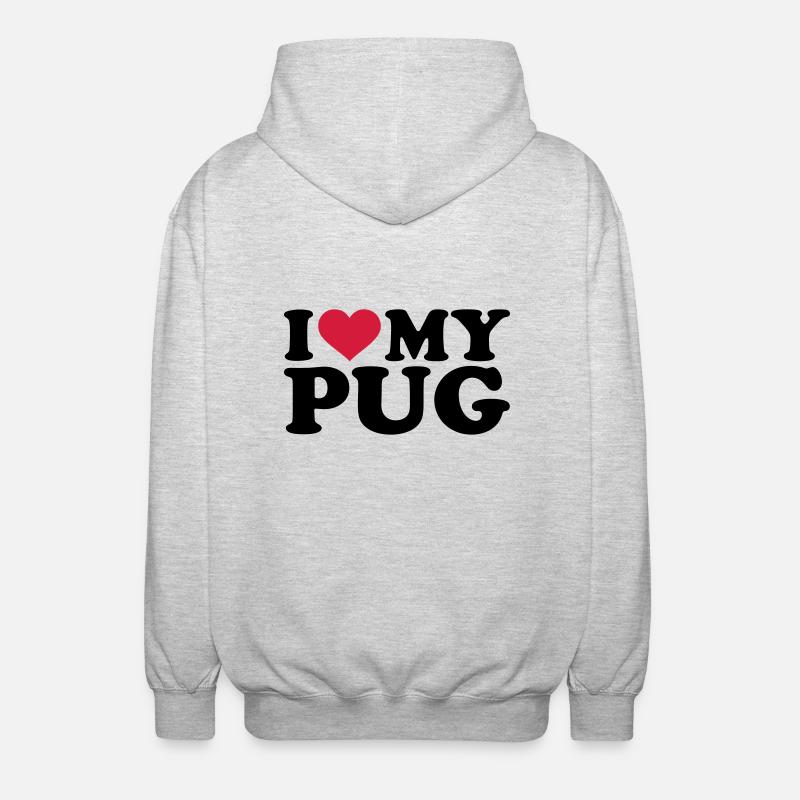 Mops - Unisex Kapuzenjacke - Hellgrau meliert
