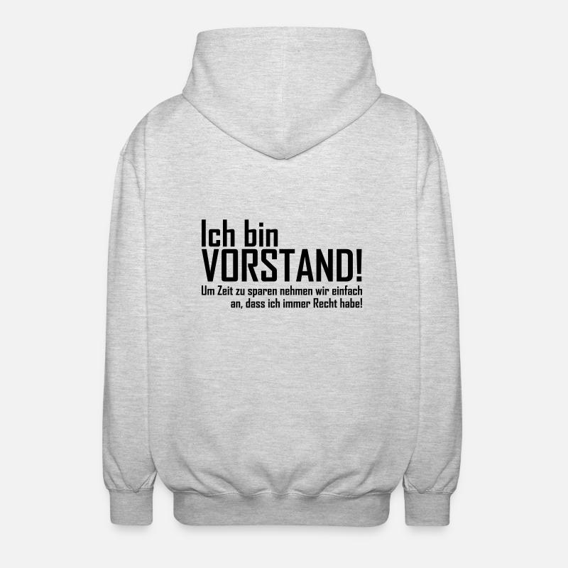 ich bin vorstand - Unisex Kapuzenjacke - Hellgrau meliert