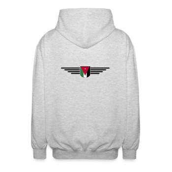 Jordan Amman Fan Outfit T-Shirt Design Gift - Unisex Hooded Jacket - light heather grey - Back - AI Model Male 185 light (185cm)