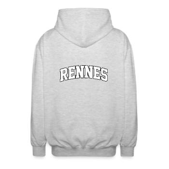Rennes-Logo: College-Design im bretonischen Stil - Unisex Kapuzenjacke - Hellgrau meliert - Hinten - AI Model Male 185 light (185cm)