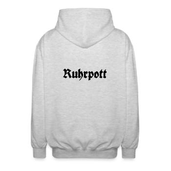Ruhrpott - Pott - Bergbau - Kumpel - Ruhr - Shirt - Unisex Kapuzenjacke - Hellgrau meliert - Hinten - AI Model Male 185 light (185cm)