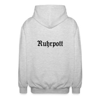 Ruhrpott - Pott - Bergbau - Kumpel - Ruhr - Shirt - Unisex Kapuzenjacke - Hellgrau meliert - Hinten - AI Model Male 185 light (185cm)