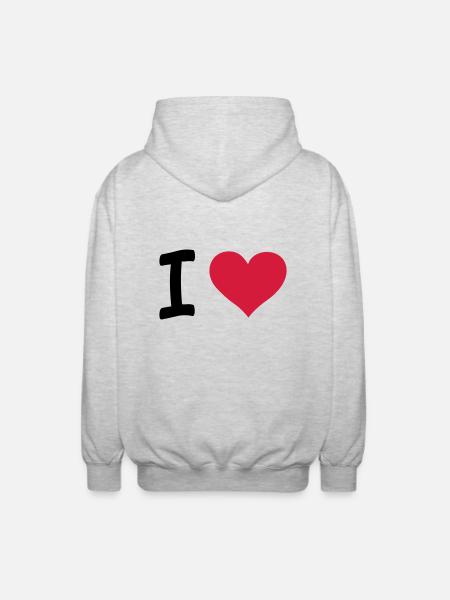 i love / I heart - Unisex Hooded Jacket - light heather grey