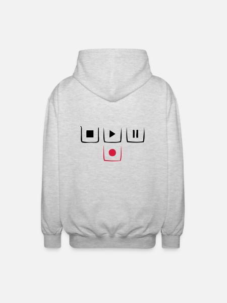 play pause stop rec - Unisex Hooded Jacket - light heather grey