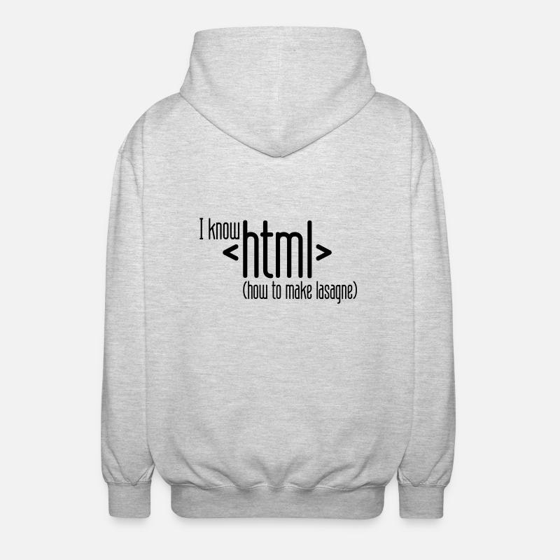 i know html - Unisex Hooded Jacket - light heather grey