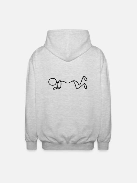 Strichmännchen - Liegestütze - Unisex Kapuzenjacke - Hellgrau meliert