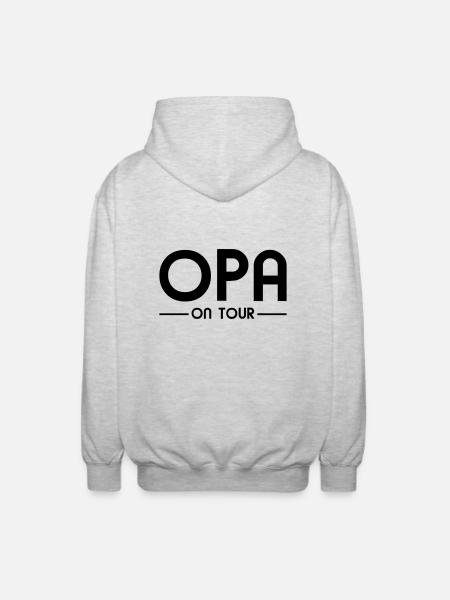 Opa on Tour - Unisex Kapuzenjacke - Hellgrau meliert