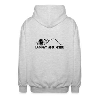 Schnecke langsam - Unisex Kapuzenjacke - Hellgrau meliert - Hinten - AI Model Male 185 light (185cm)