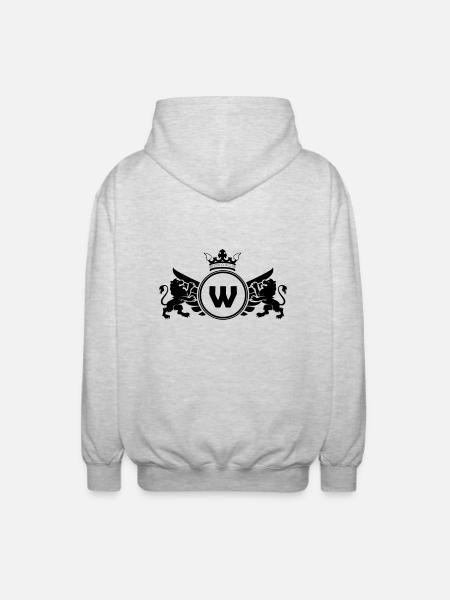 buchstabe W Wappen - Unisex Kapuzenjacke - Hellgrau meliert
