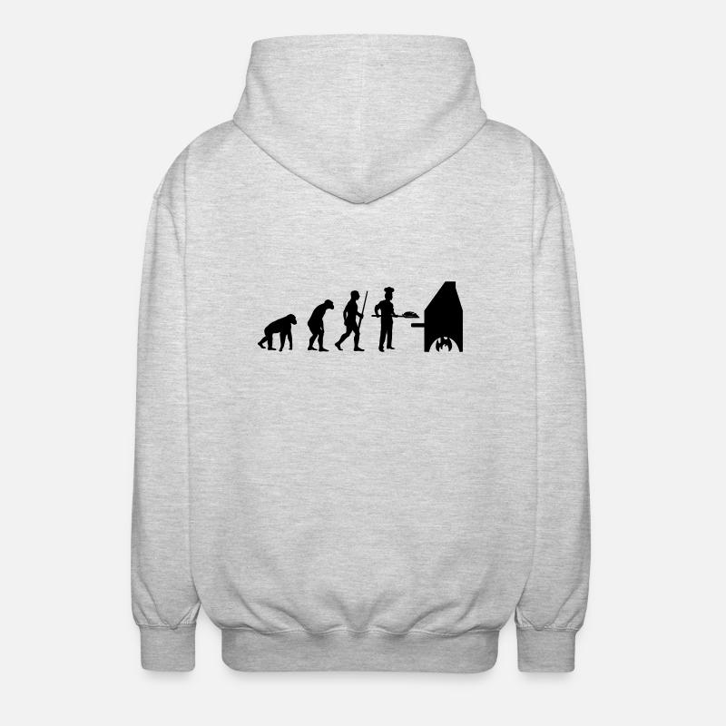 Pizzabäcker Evolution - Unisex Kapuzenjacke - Hellgrau meliert