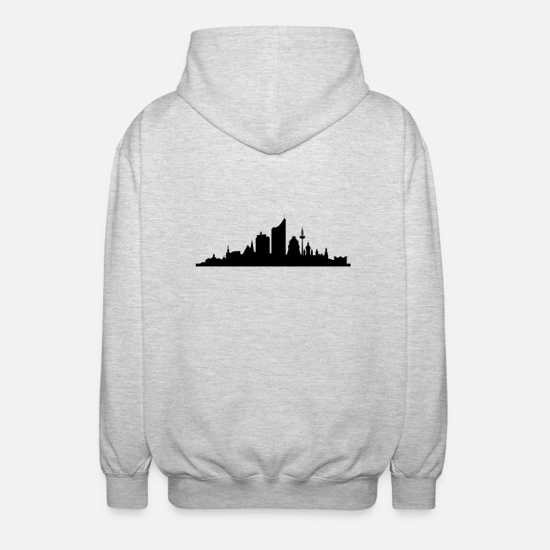 Skyline Leipzig central - Veste à capuche unisexe - gris clair chiné