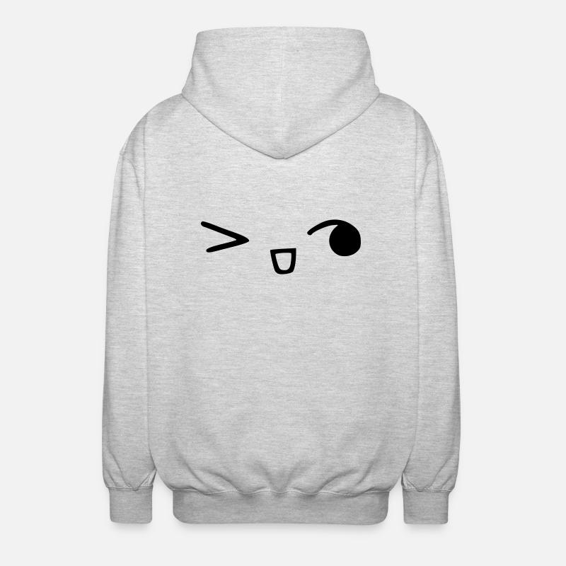 kawaii_face_8 - Unisex Kapuzenjacke - Hellgrau meliert